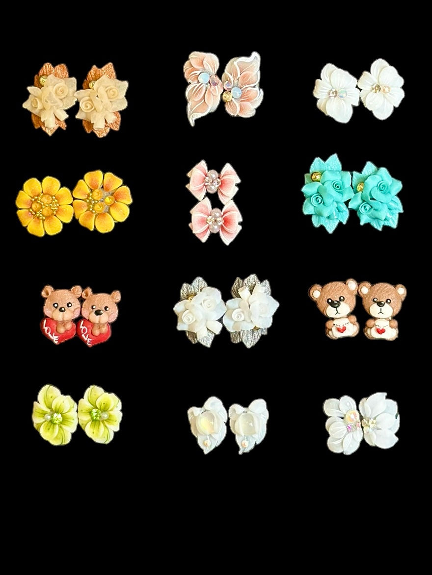 3D FLOWERS HANDMADE (12 Pairs)